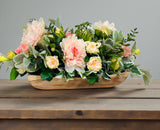Soft Spring Garden Centerpiece with Peonies in Wooden Tray TCT Crafts