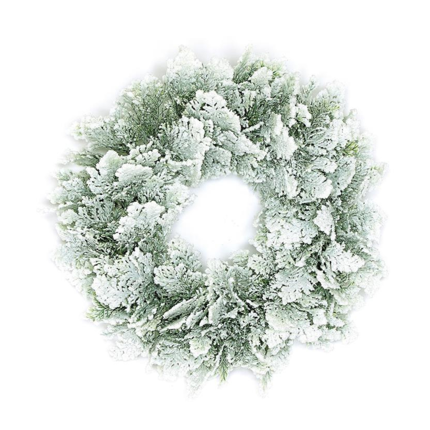 20 Inch Snow Cedar Wreath Flocked Greenery Winter Base-X1762 Select Artificials