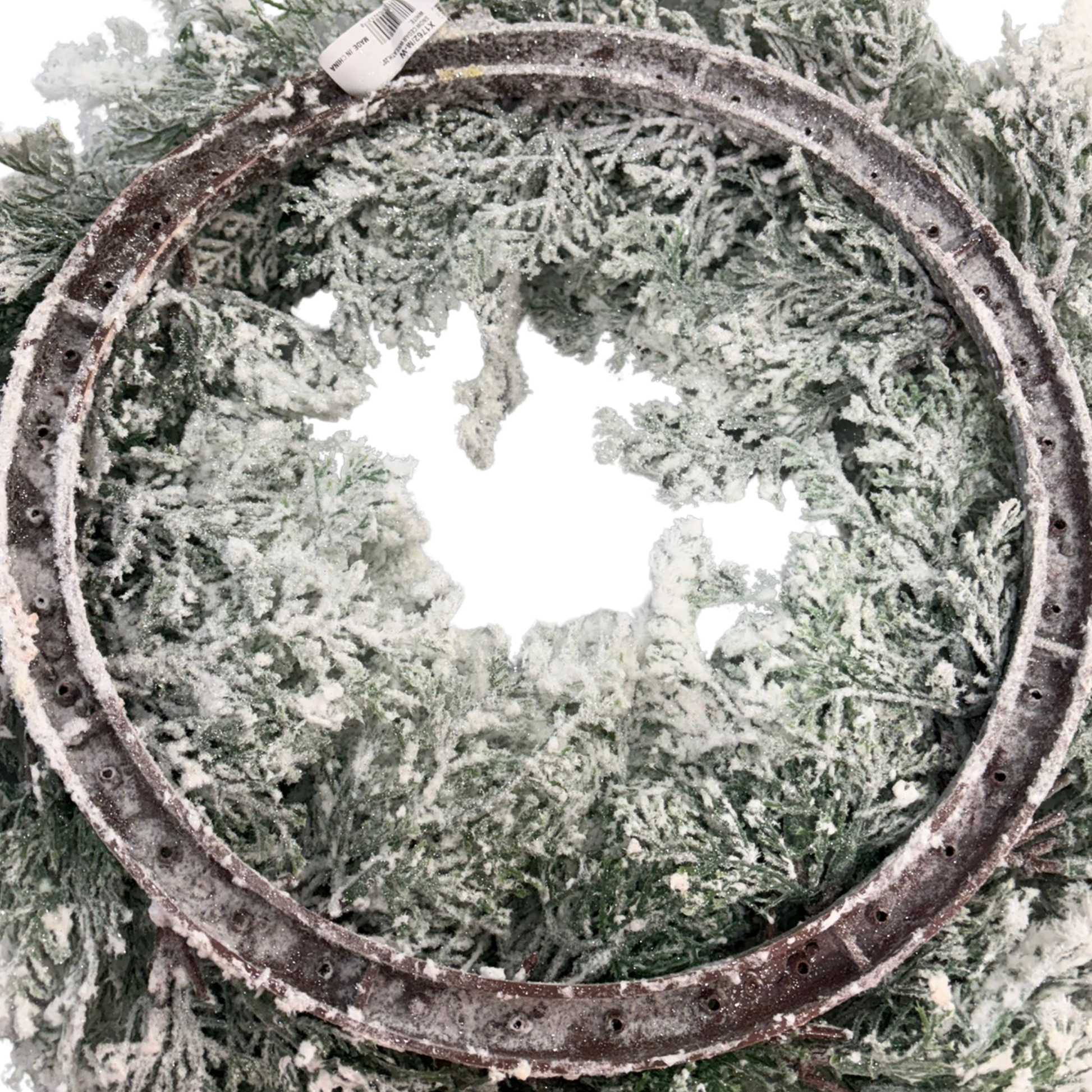 20 Inch Snow Cedar Wreath Flocked Greenery Winter Base-X1762 Select Artificials