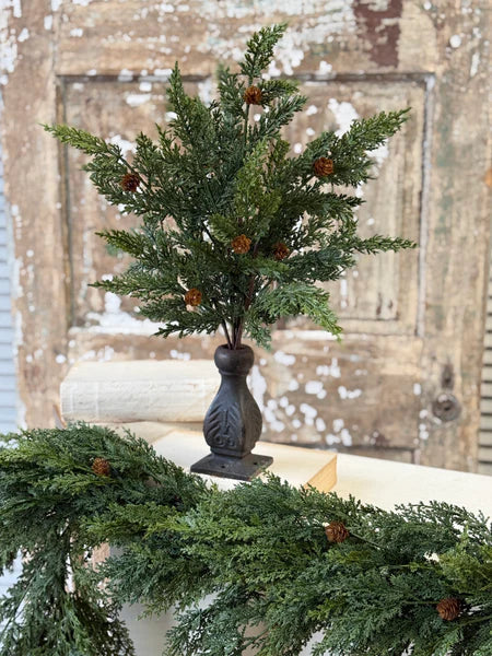 Artificial Cedar Bush with Pinecones — 20 Inch Christmas Greenery Supply-XDC1052 Lancaster & Vintage