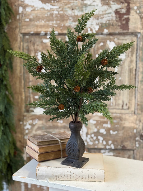 Artificial Cedar Bush with Pinecones — 20 Inch Christmas Greenery Supply-XDC1052 Lancaster & Vintage