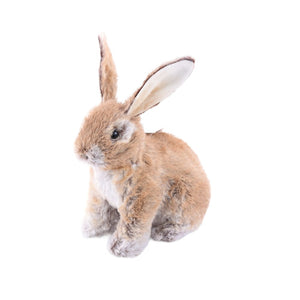 9" Faux Fur Rabbit Figurine for Spring Decor - Lifelike Easter Bunny-211242