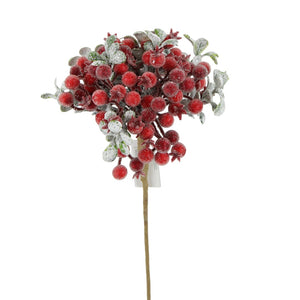 13" Frosted Red Berry Pick - Artificial Christmas Spray for Holiday Decor-233922