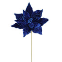 20" Velvet Poinsettia Stems | Holiday Floral Picks | Available in Green, Burgundy, Royal Blue, Midnight Blue Direct Export