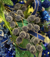 Blue Berry Spray | Iced Glitter Christmas Berry Pick | 21" Spray-255729 Direct Export