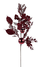 Burgundy Glitter Eucalyptus Ball Spray | Christmas Berry Pick | 27.5" Spray Craig Bachman