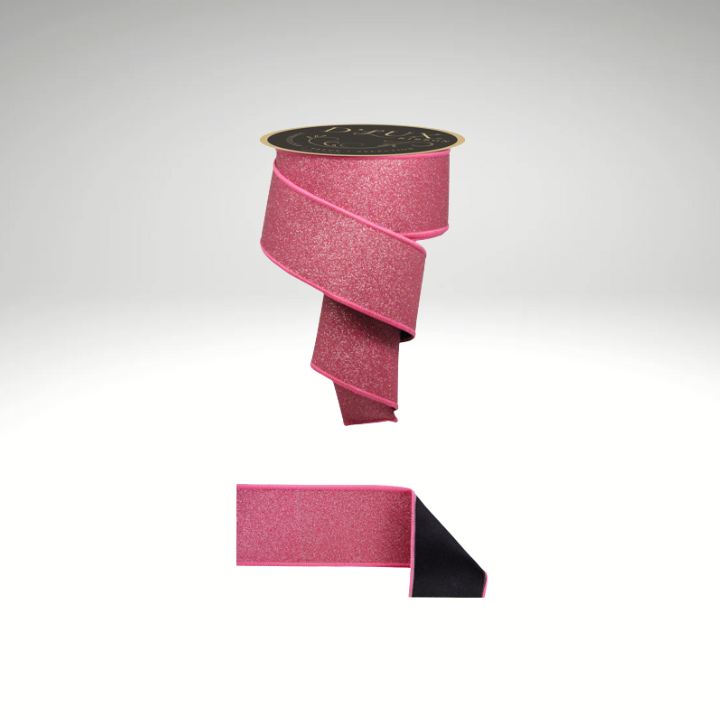 D’Lux 2.5" Fuchsia/Pink Glitter Wired Ribbon – Fine Sparkle Fused Fabric Ribbon for Christmas-LX309883 Craig Bachman