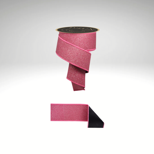 D’Lux 2.5" Fuchsia/Pink Glitter Wired Ribbon – Fine Sparkle Fused Fabric Ribbon for Christmas-LX309883 Craig Bachman