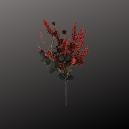 19" Artificial Red Fall Mum and Berry Bush – Autumn Floral Pick-65175-RD Golden Bell