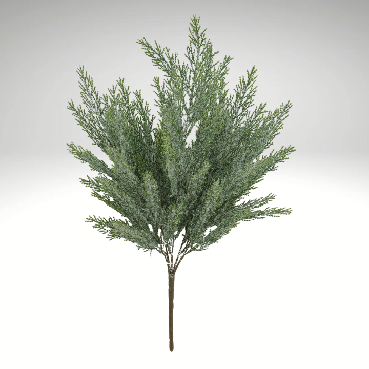 21" Iced Glitter Cedar Bush – 5-Stem Faux Greenery for Holiday Decor-84351 Golden Bell