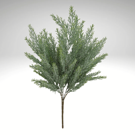 21" Iced Glitter Cedar Bush – 5-Stem Faux Greenery for Holiday Decor-84351 Golden Bell