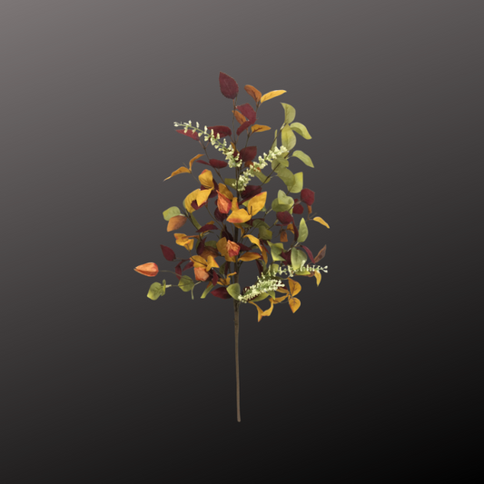 27" Artificial Fall Leaf Lantern Spray – Autumn Foliage Stem for DIY Wreaths, Centerpieces, and Seasonal Decor-65113 Golden Bell
