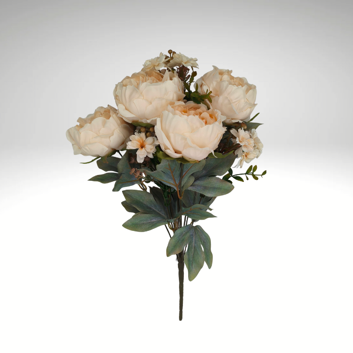 23" Artificial Beige Peony Bush – 10 Bloom Silk Flower Stems-85323-BEIGE Golden Bell