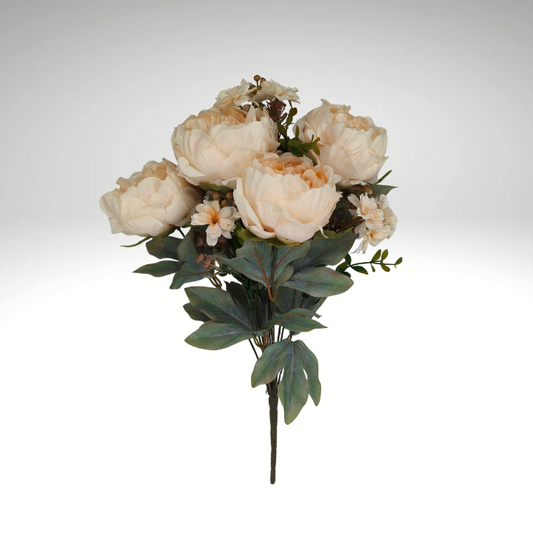 23" Artificial Beige Peony Bush – 10 Bloom Silk Flower Stems-85323-BEIGE Golden Bell