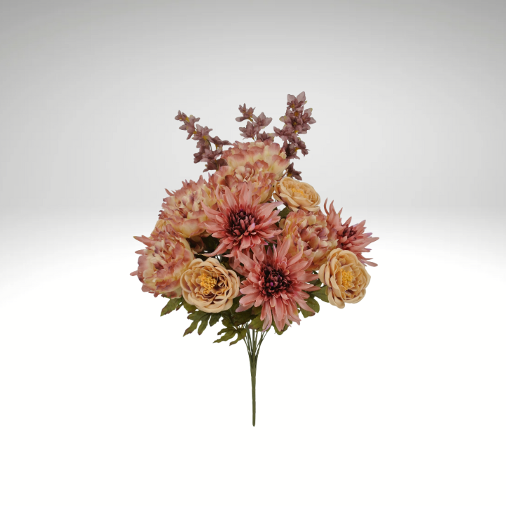 27" Mauve Artificial Peony Mum Rose Bush – Fall Faux Flower Stems-85205-MV Golden Bell