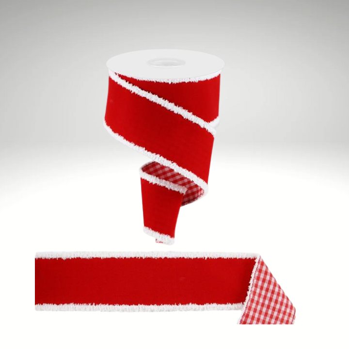 Red Velvet Gingham Ribbon 2.5"x10yd | Wired Christmas Ribbon-RGX0060F3 Craig Bachman