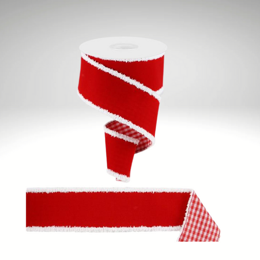 Red Velvet Gingham Ribbon 2.5"x10yd | Wired Christmas Ribbon-RGX0060F3 Craig Bachman