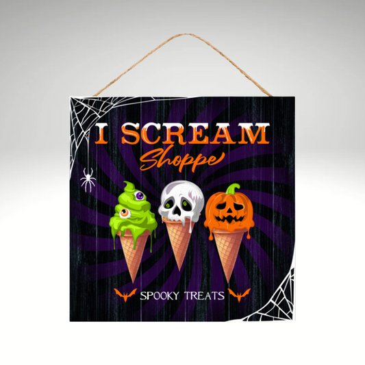 I Scream Shoppe Halloween Sign – 10" Square MDF Wall Decor-AP7404 Craig Bachman