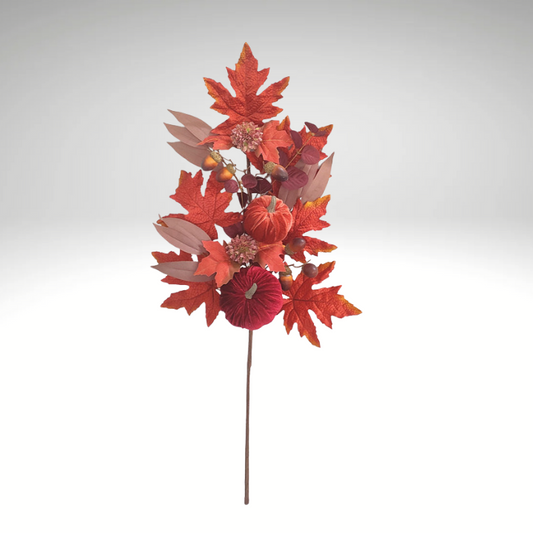 30" Fall Pumpkin & Acorn Bush – Velvet Pumpkins, Maple Leaves & Autumn Decor-85296 Golden Bell