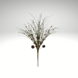 21" Iced Pine Berry Bush – Faux Greenery with Pinecones & Red Berries Golden Bell