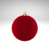 120MM Red Flocked Glitter Ornament | Shatterproof Velvet Ball Ornament-XH950924 Craig Bachman
