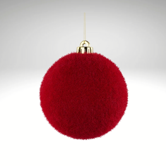 120MM Red Flocked Glitter Ornament | Shatterproof Velvet Ball Ornament-XH950924 Craig Bachman