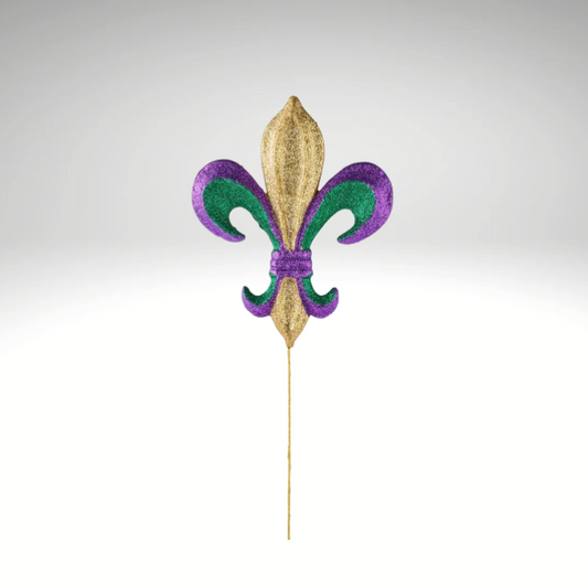 Fleur De Lis Mardi Gras Pick – 10" Purple Green Gold Glittered Decor for Wreaths-MZ1798TC Craig Bachman