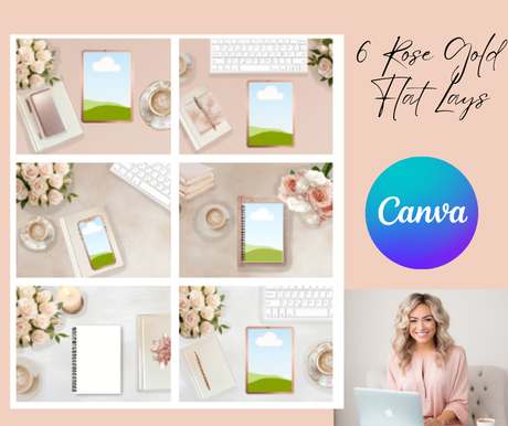 Ultimate Rose Gold & Pink Digital Bundle – Peachy Rose Photos, Rose Gold Clipart, Mockups, and Girly Flat Lays -  Instant Download
