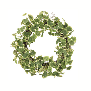 30" Artificial Geranium Aralia Wreath | Lifelike Greenery for Door & Wall Decor