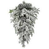 Artificial Flocked Pine and Cedar Teardrop Swag Base — 30 Inch Christmas Swag Base-85928 Golden Bell