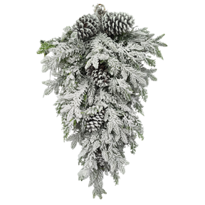 Artificial Flocked Pine and Cedar Teardrop Swag Base — 30 Inch Christmas Swag Base-85928 Golden Bell