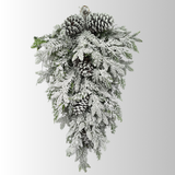 Artificial Flocked Pine and Cedar Teardrop Swag Base — 30 Inch Christmas Swag Base-85928 Golden Bell