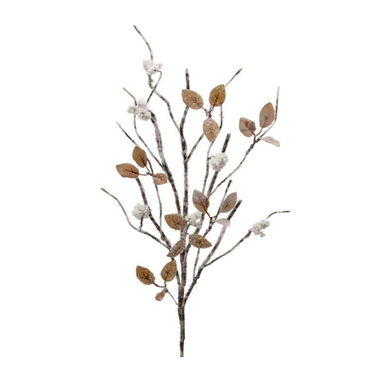 31" Snow Iced Glitter Branch – Winter Chalet Brown Leaf Holiday Spray-MTX73486 Regency