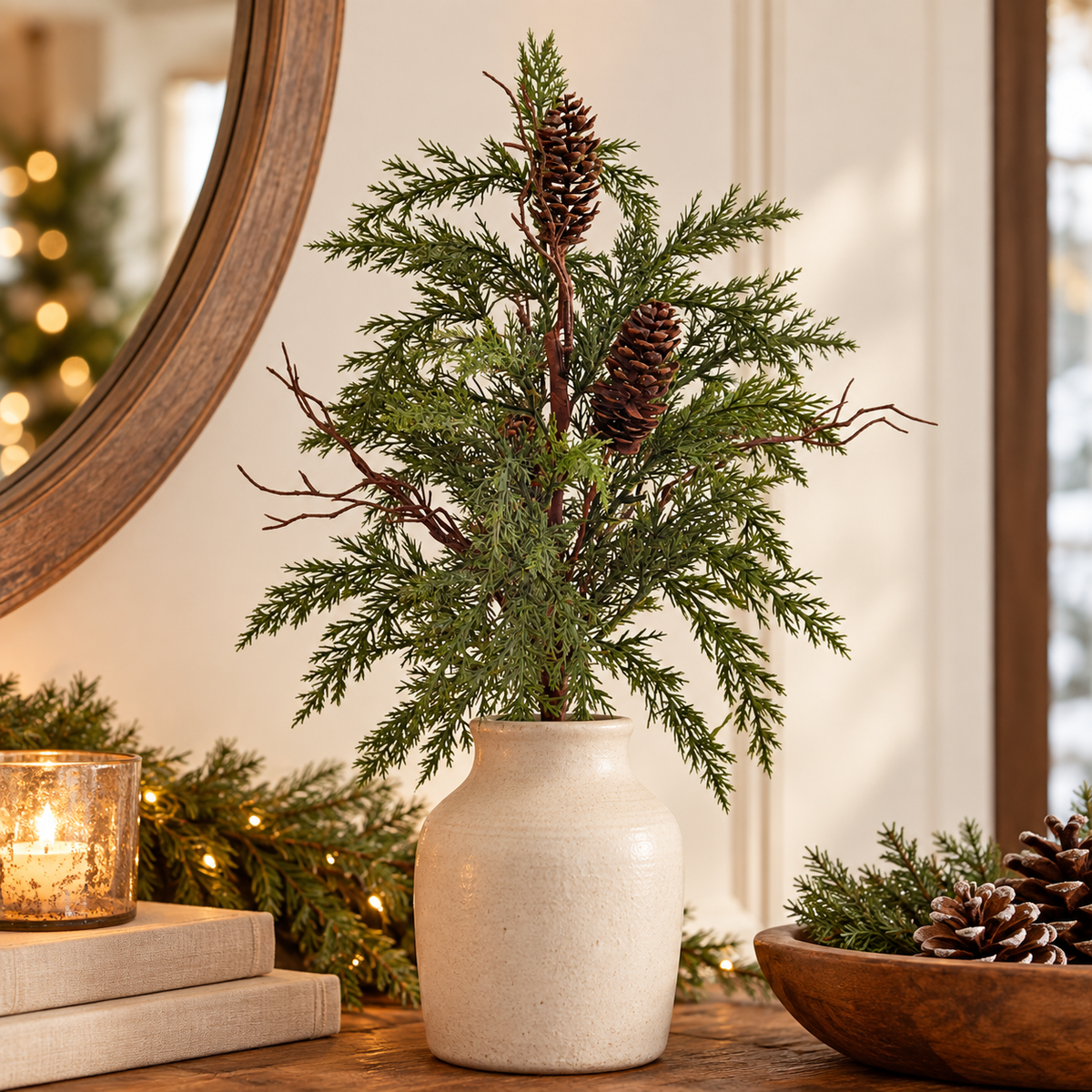 Pine Pinecone Bush | Woodlands Christmas Greenery Filler | 22" Bush-32131 Golden Bell