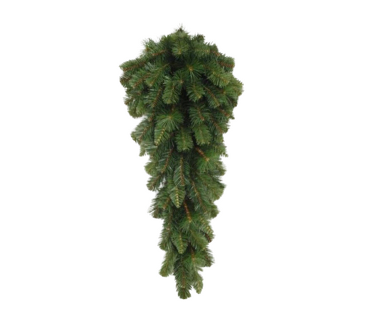 30" Designer Pine Teardrop Swag | Elegant Holiday Greenery with 75 Tips | Artificial Christmas Garland for Front Door, or Mantel-CVTD101
