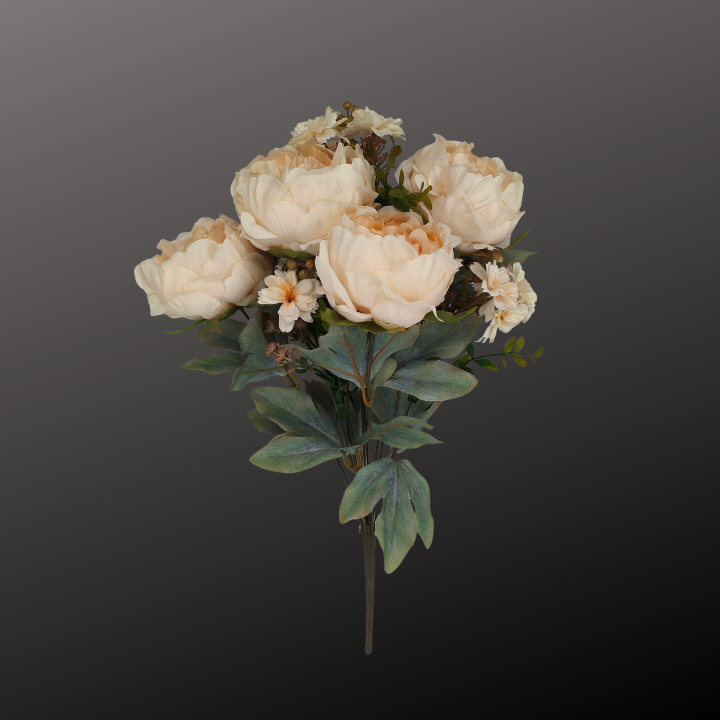 23" Artificial Beige Peony Bush – 10 Bloom Silk Flower Stems-85323-BEIGE Golden Bell