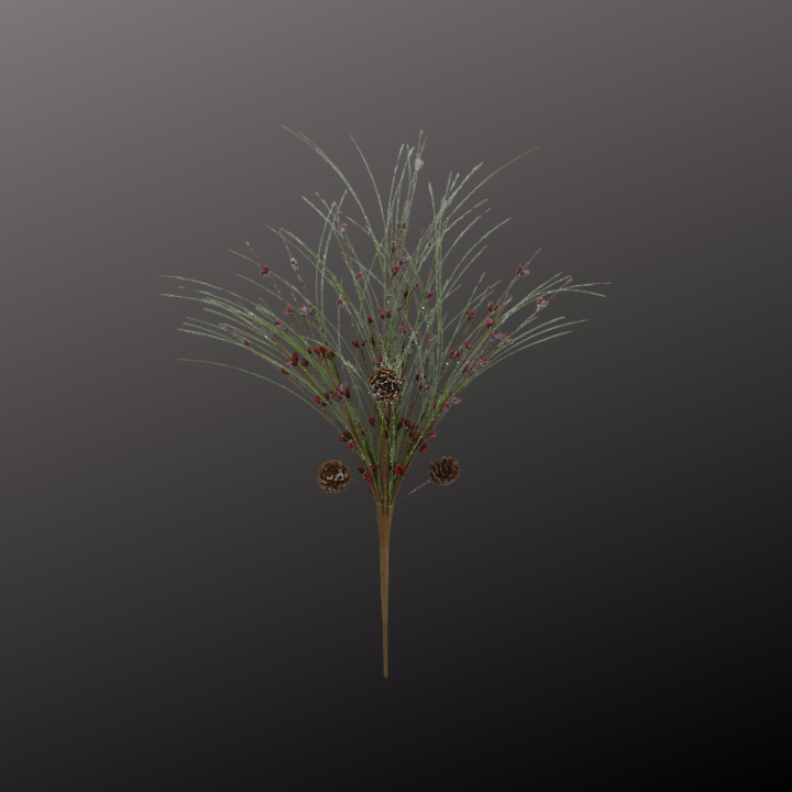 21" Iced Pine Berry Bush – Faux Greenery with Pinecones & Red Berries Golden Bell