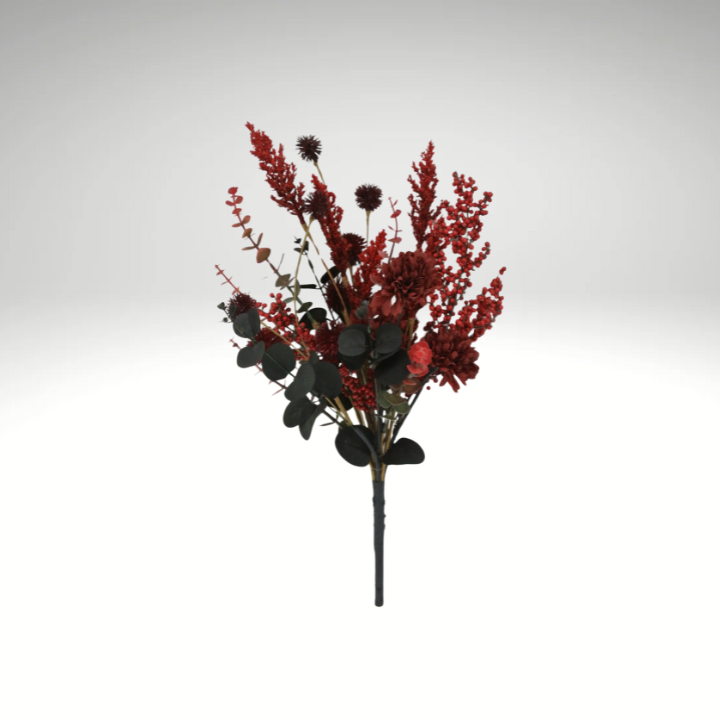 19" Artificial Red Fall Mum and Berry Bush – Autumn Floral Pick-65175-RD Golden Bell