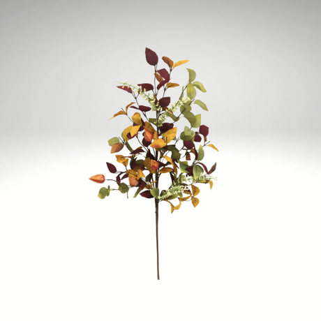 27" Artificial Fall Leaf Lantern Spray – Autumn Foliage Stem for DIY Wreaths, Centerpieces, and Seasonal Decor-65113 Golden Bell