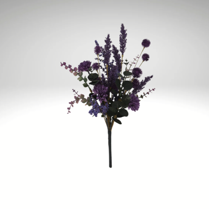 19" Artificial Purple Fall Mum and Berry Bush – Autumn Floral Pick-65175-PU Golden Bell
