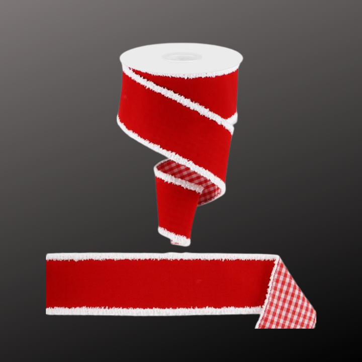 Red Velvet Gingham Ribbon 2.5"x10yd | Wired Christmas Ribbon-RGX0060F3 Craig Bachman
