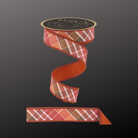 D'Lux 1.5" x 10yd Fall Plaid Wired Ribbon – Multi-Colored Fused Ivory, Wired Edge Ribbon-LX1110RT Craig Bachman