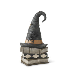 Resin Witch Hat on Stacked Books — 18 Inch Halloween Tabletop Decor -41448A K & K Interiors