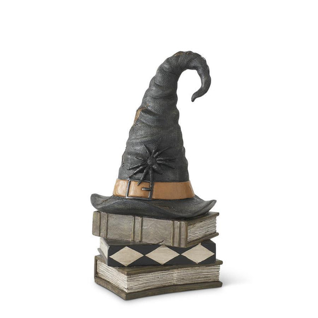 Resin Witch Hat on Stacked Books — 18 Inch Halloween Tabletop Decor -41448A K & K Interiors