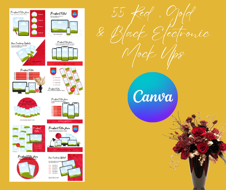 Ultimate Red, Gold & Black Digital Bundle | Office Mockups, Clipart, Planner Printables | Instant Download -  Instant Download