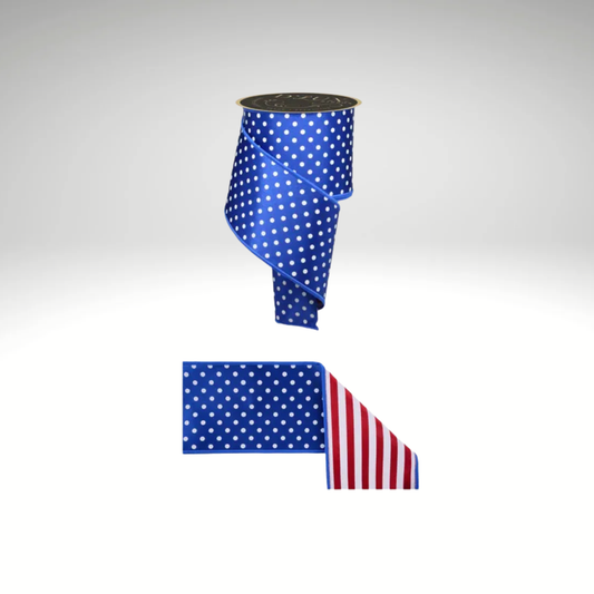 D'Lux Patriotic Double Sided Wired Ribbon 4 Inch-LX3066C9