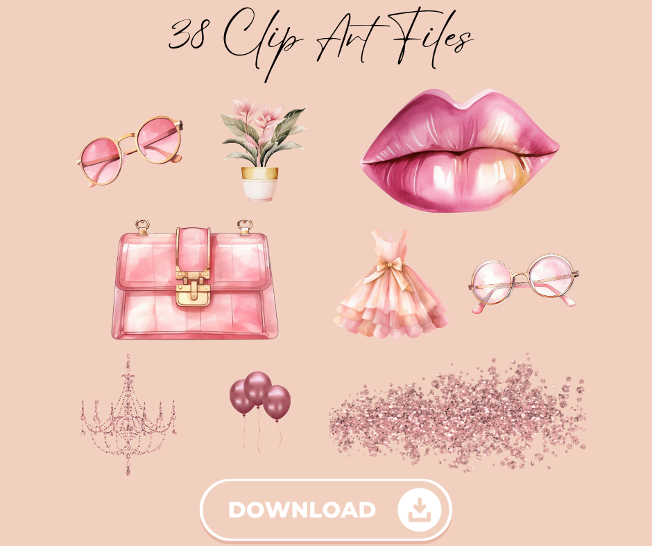Ultimate Rose Gold & Pink Digital Bundle – Peachy Rose Photos, Rose Gold Clipart, Mockups, and Girly Flat Lays -  Instant Download