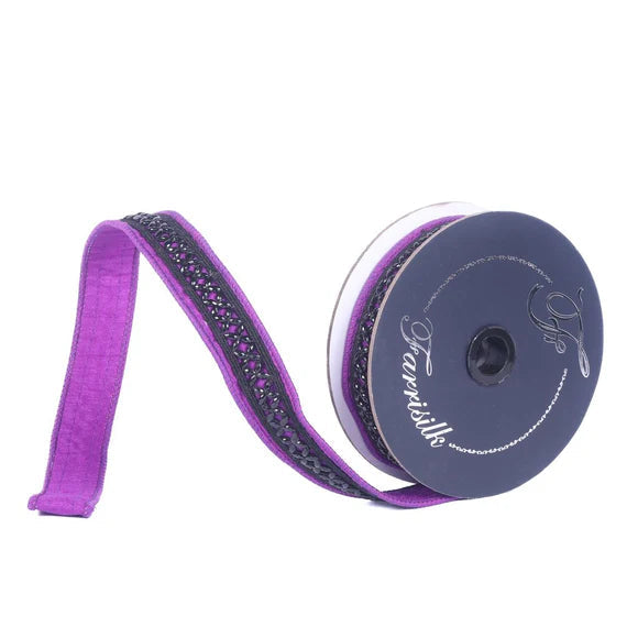Farrisilk Purple Bewitched Wired Ribbon 1 Inch 5 Yards-HR057-27 Farrisilk