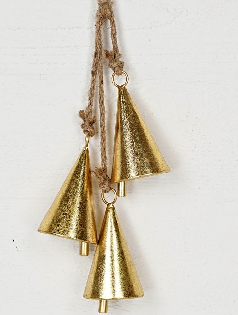 Shiny Gold Agogo Bell Cluster – 16" Rustic Christmas Hanging Bells with Jute Rope Impressive Enterprises, Inc.