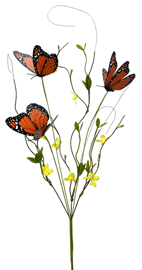26" Butterfly Twig Spray | Spring Wreath Filler Stem-62474OR Liberty Floral